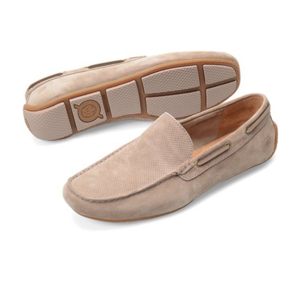 Born Men's Marcus Taupe‎ Driving Moc Shoe Suede Leather Comfort Loafers Size 9